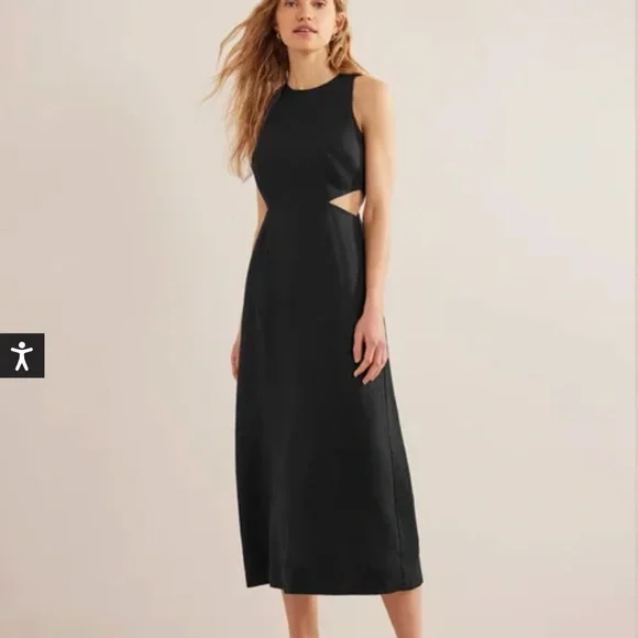 chinese dress ladies Catherine Button Linen Dress-Black